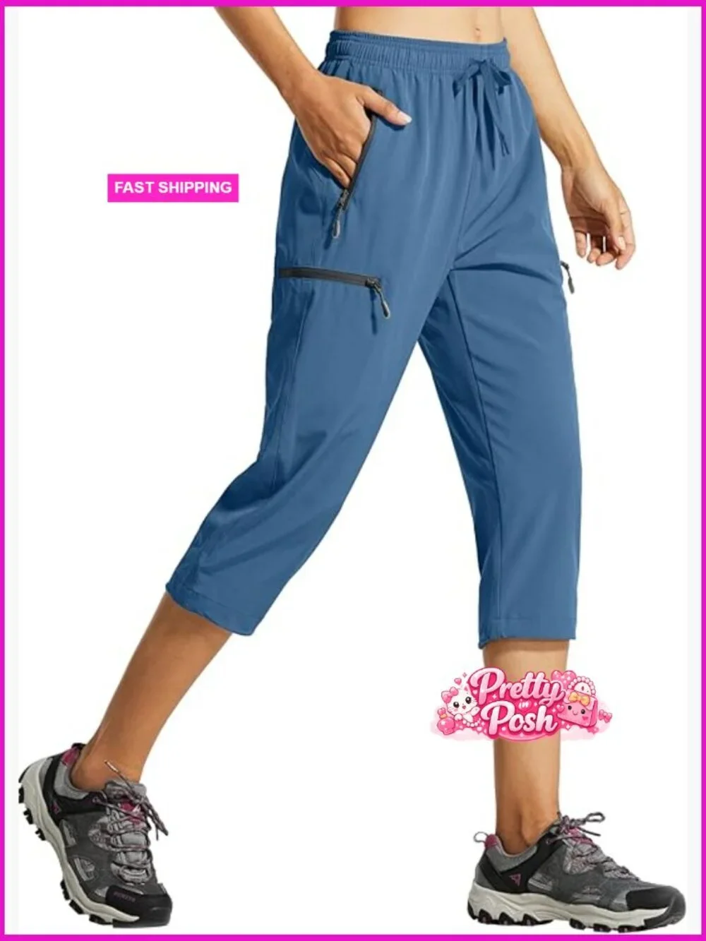 Lightweight Quick Dry Cargo Hiking Capris with Zipper Pockets